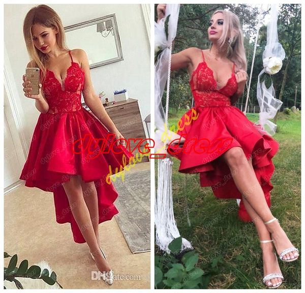2021 elegant plus size red formal dress short prom dresses high low dress lace evening gowns, Black;red
2021 elegant plus size red formal dress short prom dresses high low dress lace evening gowns, Black;red