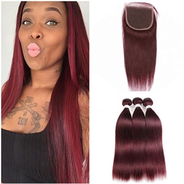 malaysian wine red virgin human hair 3 bundles deals with closure straight #99j burgundy hair weaves with 4x4 lace closure piece, Black;brown
malaysian wine red virgin human hair 3 bundles deals with closure straight #99j burgundy hair weaves with 4x4 lace closure piece, Black;brown