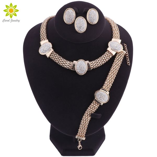 gold color crystal necklace earring bracelet ring set rhinestone new simple party dress jewelry sets for women, Slivery;golden
gold color crystal necklace earring bracelet ring set rhinestone new simple party dress jewelry sets for women, Slivery;golden