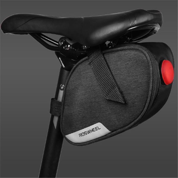 

roswheel essentials 131463 mountain road cycling bike bicycle rear seat saddle bag pouch pannier sack with tail light