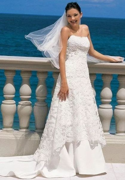 lace beach empire waist wedding dress a-line strapless backless lace-up back vintage bridal gowns satin court train plus size custom made, White
lace beach empire waist wedding dress a-line strapless backless lace-up back vintage bridal gowns satin court train plus size custom made, White