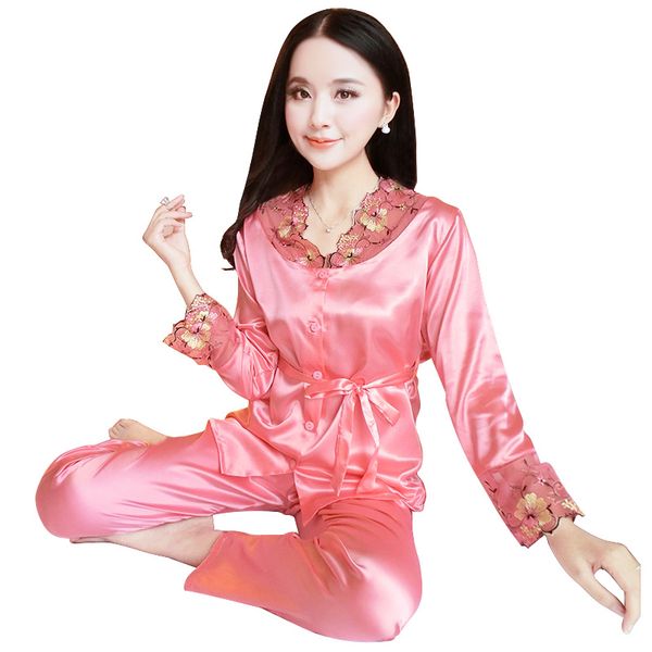 litmon pajama sets sleepwear women spring winter full solid embroidery lace silk pajamas sleepwear womens negligees, Blue;gray
litmon pajama sets sleepwear women spring winter full solid embroidery lace silk pajamas sleepwear womens negligees, Blue;gray