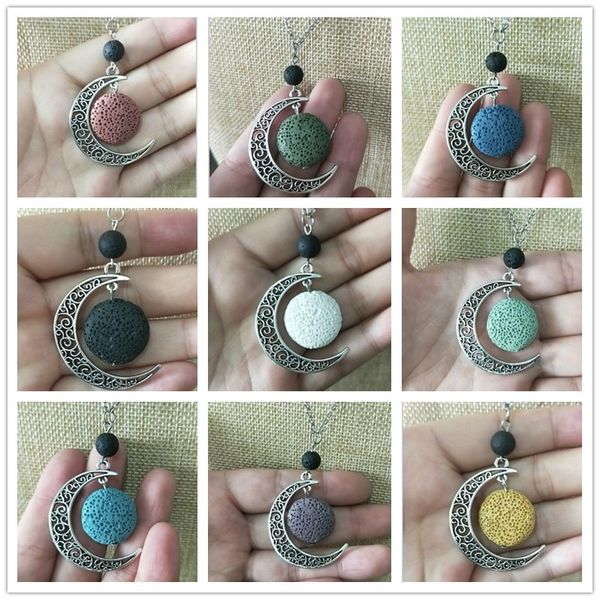 9 styles colorful aromatherapy lava stone moon charms pendant essential oil diffuser necklace jewelry, Silver
9 styles colorful aromatherapy lava stone moon charms pendant essential oil diffuser necklace jewelry, Silver