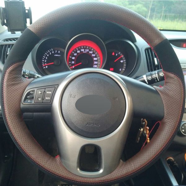 brown genuine leather black suede car steering wheel cover for kia forte kia soul kia rio 2009-2011
brown genuine leather black suede car steering wheel cover for kia forte kia soul kia rio 2009-2011