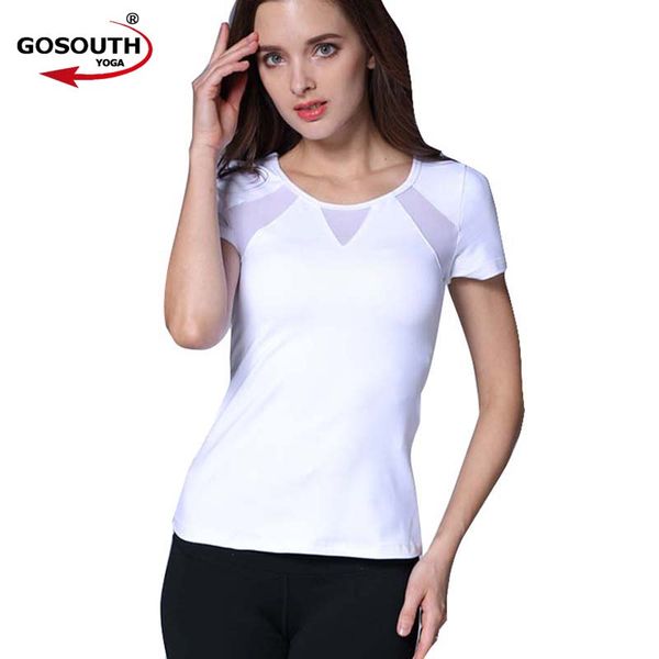 women yoga short shirts with bra pad sports t shirt fitness gym running tee quick dry g-407, White;red
women yoga short shirts with bra pad sports t shirt fitness gym running tee quick dry g-407, White;red