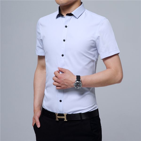 blasticity breathable shirt men summer fashion formal solid color dress shirts short sleeve mens shirt big size 4xl, White;black
blasticity breathable shirt men summer fashion formal solid color dress shirts short sleeve mens shirt big size 4xl, White;black