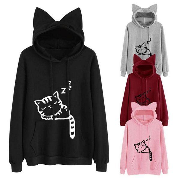 kawaii cat ушные толстовки женщины милый мультфильм спящая кошка печати с капюшоном толстовка повседневная свободный пуловер спортивный кост, Black
kawaii cat ушные толстовки женщины милый мультфильм спящая кошка печати с капюшоном толстовка повседневная свободный пуловер спортивный кост, Black