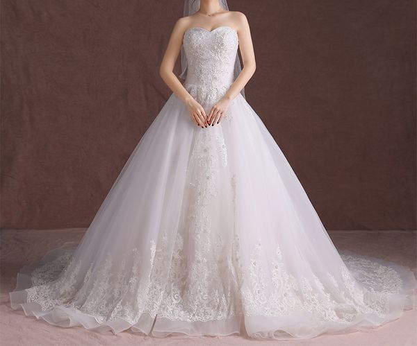 stunning wedding dresses ball gown court train wedding dress major beading sequins lace-up back tulle with lace applique bridal gowns ivory, White
stunning wedding dresses ball gown court train wedding dress major beading sequins lace-up back tulle with lace applique bridal gowns ivory, White
