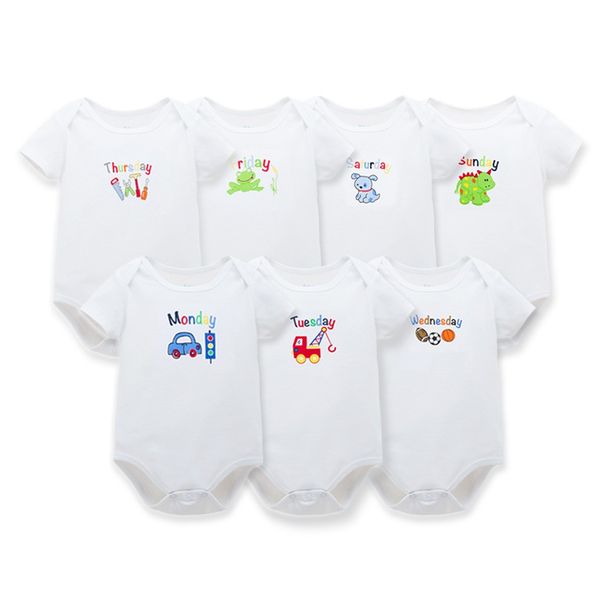 7Pcs/lot Baby Clothes Week 7 Days Infant Baby Romper White Cartoon Baby Girl Clothes Boys Jumpsuits Body Suit for Newborns
7Pcs/lot Baby Clothes Week 7 Days Infant Baby Romper White Cartoon Baby Girl Clothes Boys Jumpsuits Body Suit for Newborns