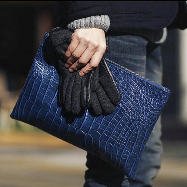 

European and American style crocodile grain men envelope clutch bag PU leather Women's Clutches bolsas evening bags Handbags