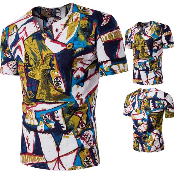 Summer New Man V Neck Pattern Printing Short Sleeved T - shirt Men Cotton Fashion Hawaii Vacation Casual Tee
Summer New Man V Neck Pattern Printing Short Sleeved T - shirt Men Cotton Fashion Hawaii Vacation Casual Tee