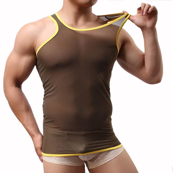 kwan.z male clothing undershirt mesh transparent jumpsuit canottiera uomo cueca gay men undershirt sleeveless underwear singlet, Black;brown
kwan.z male clothing undershirt mesh transparent jumpsuit canottiera uomo cueca gay men undershirt sleeveless underwear singlet, Black;brown
