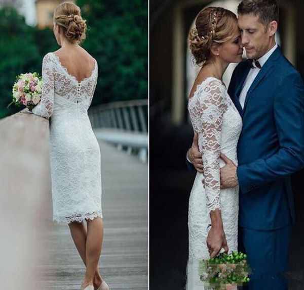 vintage short lace wedding dresses 2019 selling new custom knee length 3/4 long sleeve sheath bridal gowns vestidos de novia w302, White
vintage short lace wedding dresses 2019 selling new custom knee length 3/4 long sleeve sheath bridal gowns vestidos de novia w302, White