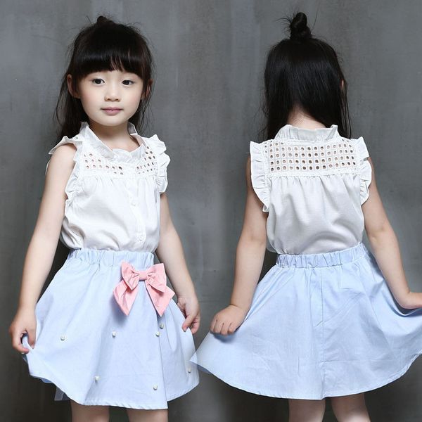 2pcs toddler girls outfits clothes hollow out white shirt skirts kids summer set 2-7y
2pcs toddler girls outfits clothes hollow out white shirt skirts kids summer set 2-7y