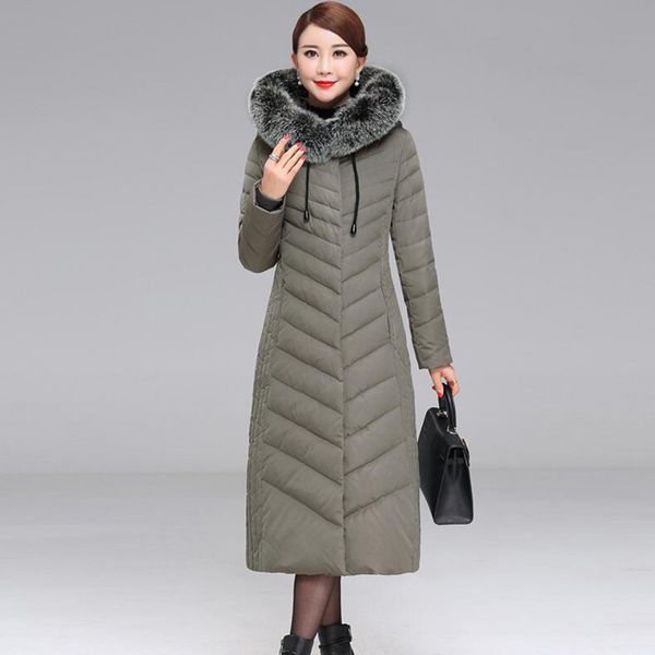 2018 middle-aged women's winter white duck down jacket hooded long coat slim thicken warm fur collar down jackets plus size, Black
2018 middle-aged women's winter white duck down jacket hooded long coat slim thicken warm fur collar down jackets plus size, Black