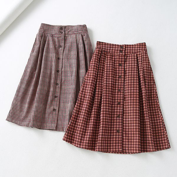 plaid skirt preppy style a-line front single breasted ankle-length empire waist autumn 2018, Black
plaid skirt preppy style a-line front single breasted ankle-length empire waist autumn 2018, Black