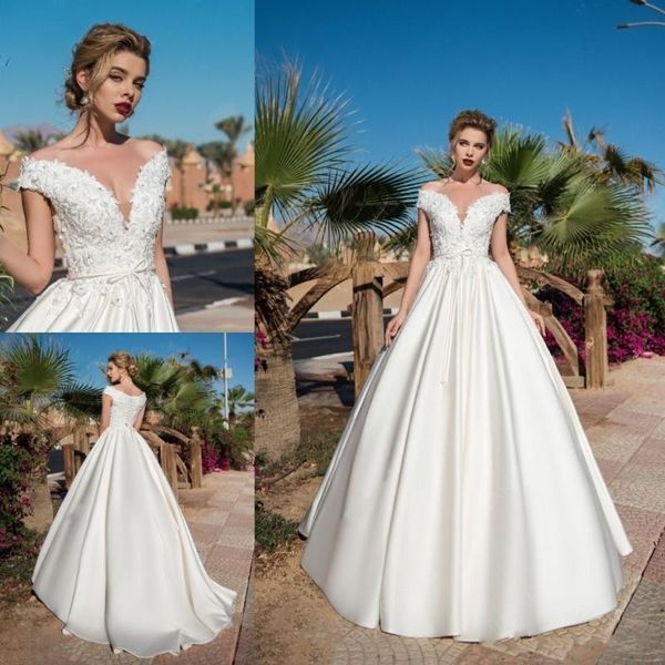 lace wedding dresses 2019 a-line back appliques lace-up sweep train long bridal gowns custom made wedding gown plus size, White
lace wedding dresses 2019 a-line back appliques lace-up sweep train long bridal gowns custom made wedding gown plus size, White