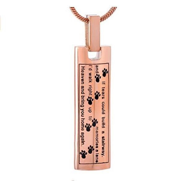 316 stainless steel square cylinder foot print perfume bottle pendant necklace funeral cremation urn to commemorate pet jewelry, Silver
316 stainless steel square cylinder foot print perfume bottle pendant necklace funeral cremation urn to commemorate pet jewelry, Silver
