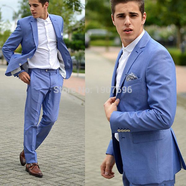 two piece wedding men suits jacket pants formal style light blue groom tuxedo bridegroom costume latest 2018, White;black
two piece wedding men suits jacket pants formal style light blue groom tuxedo bridegroom costume latest 2018, White;black