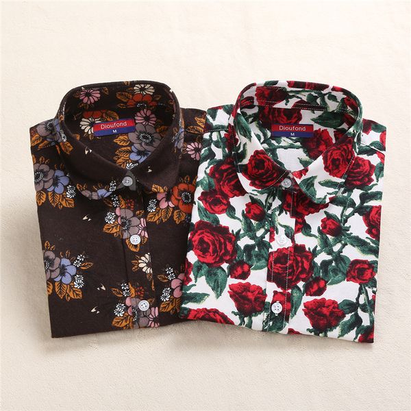dioufond flannel women rose print blouse shirt casual long sleeve floral female autumn winter warm women clothing plus size, White
dioufond flannel women rose print blouse shirt casual long sleeve floral female autumn winter warm women clothing plus size, White