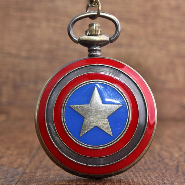 vintage n copper pocket watch retro marvel comics star shield fob watch with chain pendant children gift, Slivery;golden
vintage n copper pocket watch retro marvel comics star shield fob watch with chain pendant children gift, Slivery;golden