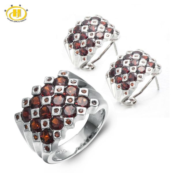 hutang stone jewelry sets real garnet gemstone solid 925 sterling silver flower fine jewelry ring & earrings women's gift new, Black
hutang stone jewelry sets real garnet gemstone solid 925 sterling silver flower fine jewelry ring & earrings women's gift new, Black
