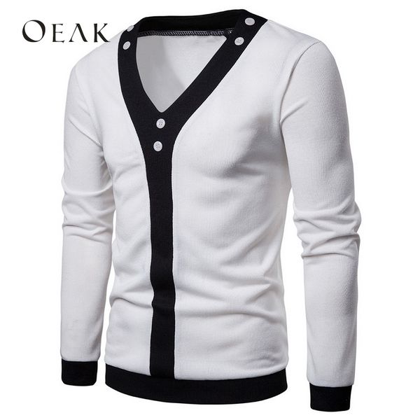 oeak autumn winter black white patchwork men pullover sweaters for male buttons long sleeve casual chompas para hombre, White;black
oeak autumn winter black white patchwork men pullover sweaters for male buttons long sleeve casual chompas para hombre, White;black