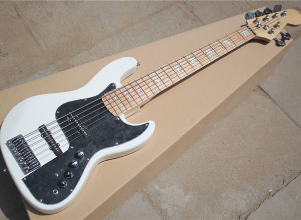factory wholesale 6 strings white electric bass guitar with black pickguard,rosewood fingerboard,white pearl block inlay
factory wholesale 6 strings white electric bass guitar with black pickguard,rosewood fingerboard,white pearl block inlay