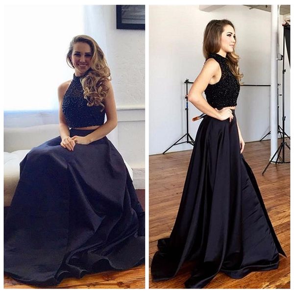 high neck black two piece prom dresses little black party evening gowns halter neck beading sequined arabic dresses robes de soirée
high neck black two piece prom dresses little black party evening gowns halter neck beading sequined arabic dresses robes de soirée