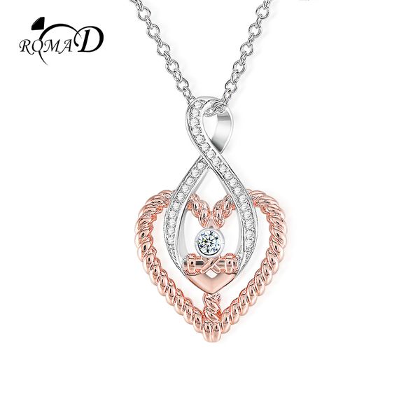 romad infinity heart pendant & necklace for women rose gold necklace white zirconia wedding jewelry luxury choker r4, Silver
romad infinity heart pendant & necklace for women rose gold necklace white zirconia wedding jewelry luxury choker r4, Silver