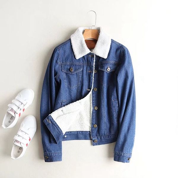 autumn warm lamb fur denim jacket women fashion bomber jacket long sleeve washed blue jeans coat with full lining outerwear, Black;brown
autumn warm lamb fur denim jacket women fashion bomber jacket long sleeve washed blue jeans coat with full lining outerwear, Black;brown