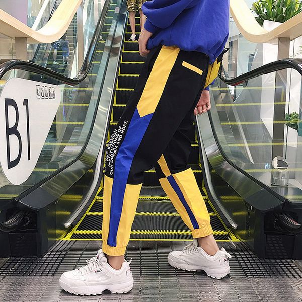 pants men new fashion contrast color stitching slim stretch waist belt casual trend street gym bodybuilding joggers sweatpants, Black
pants men new fashion contrast color stitching slim stretch waist belt casual trend street gym bodybuilding joggers sweatpants, Black
