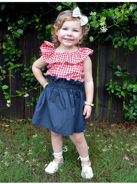 2018 new kids girls summer clothing sets lotus collar plaid +skirt dress children outfit ing, White
2018 new kids girls summer clothing sets lotus collar plaid +skirt dress children outfit ing, White