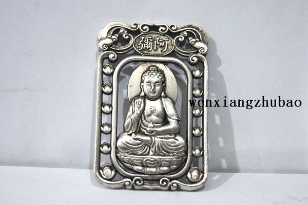 antique white copper (amulet) double-sided lotus - amitabha (pendant). lucky necklace pendant., Silver
antique white copper (amulet) double-sided lotus - amitabha (pendant). lucky necklace pendant., Silver