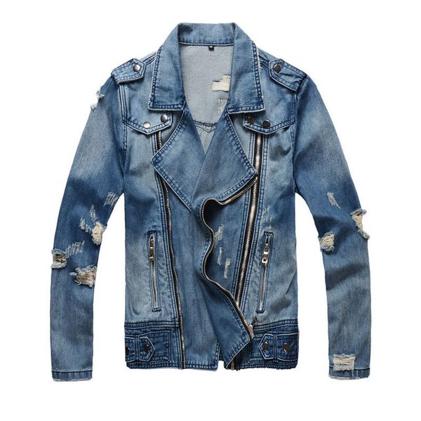 O-Neck New Fashion Hi Street Mens Ripped Denim Jackets With Multi Zippers Streetwear Distressed Motorcycle Biker Jeans Jacket
O-Neck New Fashion Hi Street Mens Ripped Denim Jackets With Multi Zippers Streetwear Distressed Motorcycle Biker Jeans Jacket