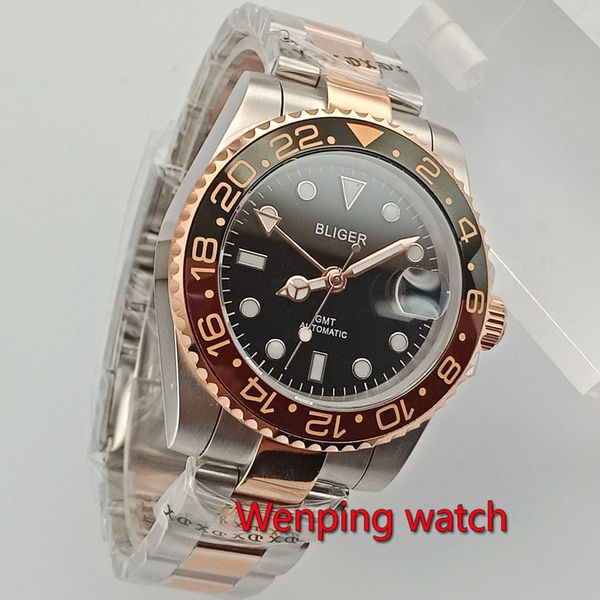 bliger 40mm black dial sapphire glass ceramic bezel gmt hand automatic watch golden middle steel belt w2625, Slivery;brown
bliger 40mm black dial sapphire glass ceramic bezel gmt hand automatic watch golden middle steel belt w2625, Slivery;brown