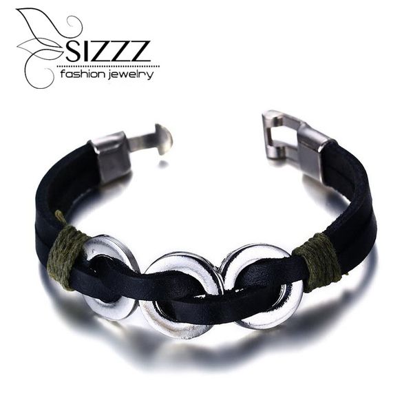 sizzz 19.5cm long alloy three round hand rope black personalized bracelets&bangles for men, Golden;silver
sizzz 19.5cm long alloy three round hand rope black personalized bracelets&bangles for men, Golden;silver