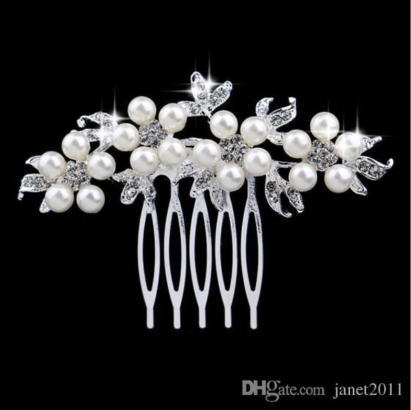 

elegant pearl crystal bridal hair combs hairpin tiara wedding hair accessories hair jewelry bridal head pieces, Slivery;golden