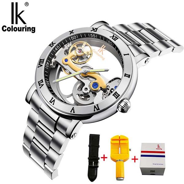 ik men automatic mechanical watches stainless steel watch skeleton transparent sport male wristwatch, Slivery;brown
ik men automatic mechanical watches stainless steel watch skeleton transparent sport male wristwatch, Slivery;brown