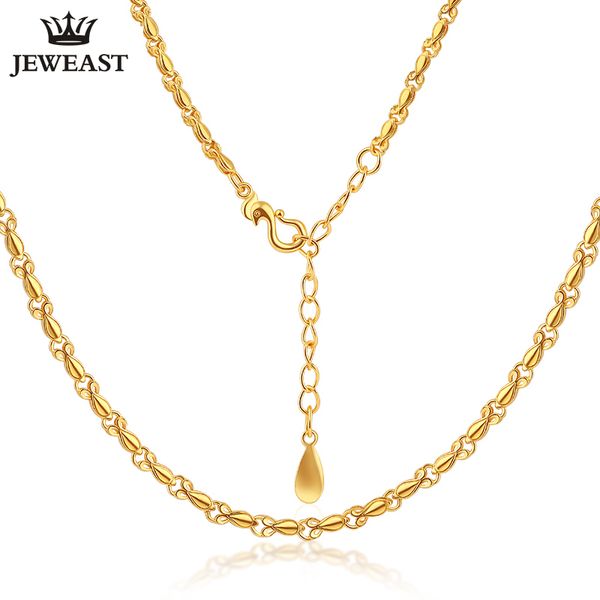 

24k pure gold necklace real au 999 solid gold chain smooth simple upscale trendy classic party fine jewelry sell new 2018, Silver