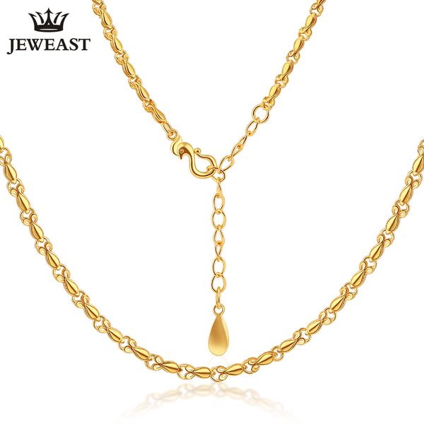 

24k pure gold necklace real au 999 solid gold chain smooth simple upscale trendy classic party fine jewelry sell new 2018, Silver