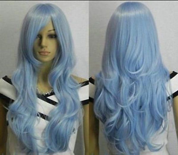 new light blue long wavy cosplay women wig, Black;brown 
new light blue long wavy cosplay women wig, Black;brown
