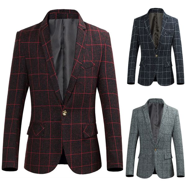 drop ship men's autumn winter plaid single row buckle outwear long sleeve suit coat made of materials perfect match, Tan;black
drop ship men's autumn winter plaid single row buckle outwear long sleeve suit coat made of materials perfect match, Tan;black