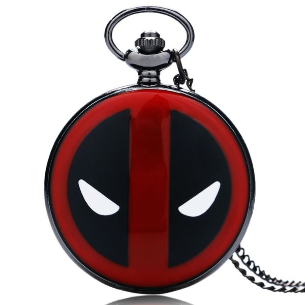 

fashion cool deadpool fob quartz pocket watch for children with black chain necklace steampunk to boy girl gifts, Slivery;golden