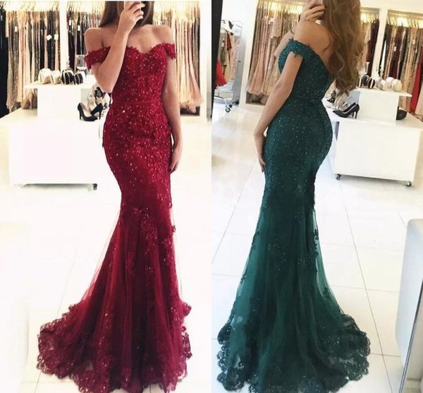 2020 prom dresses red off the shoulder beaded mermaid evening gowns sleeveless backless covered button lace applique formal party dresses, Black;red
2020 prom dresses red off the shoulder beaded mermaid evening gowns sleeveless backless covered button lace applique formal party dresses, Black;red
