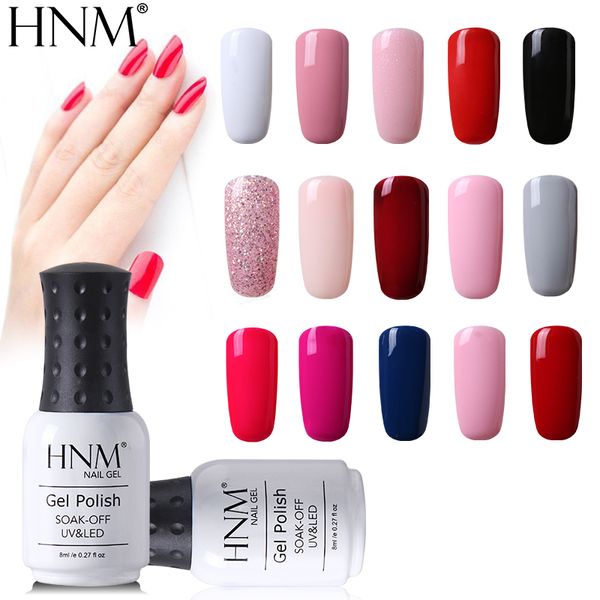 

hnm 8ml uv gel nail polish soak off gel polish 58 colors semi permanent gelpolish lucky enamel ink gellak hybrid varnish, Red;pink