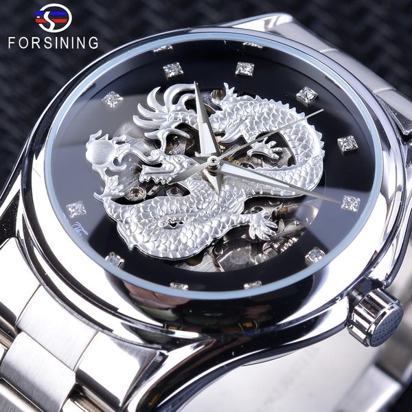forsining fashion dragon design silver stainless steel diamond display men's automatic wristwatch montre homme, Slivery;brown
forsining fashion dragon design silver stainless steel diamond display men's automatic wristwatch montre homme, Slivery;brown