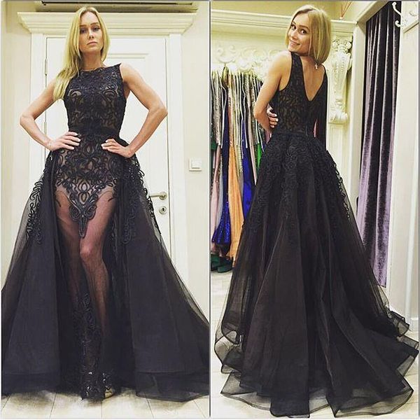 detachable train black lace dresses evening wear bateau see though skirt applique wraps prom dress formal gowns runway fashion party dress, Black;red
detachable train black lace dresses evening wear bateau see though skirt applique wraps prom dress formal gowns runway fashion party dress, Black;red