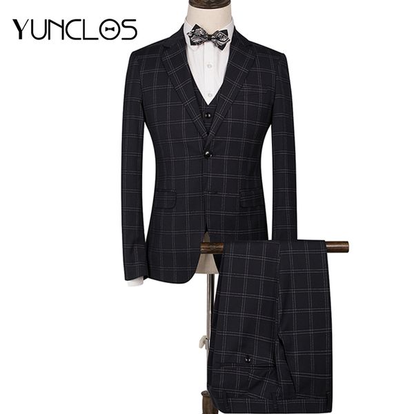 yunclos 2018 men suit 3 pieces suits slim plaid printed slim fit men tuxedos wedding suits for business party dress, White;black
yunclos 2018 men suit 3 pieces suits slim plaid printed slim fit men tuxedos wedding suits for business party dress, White;black