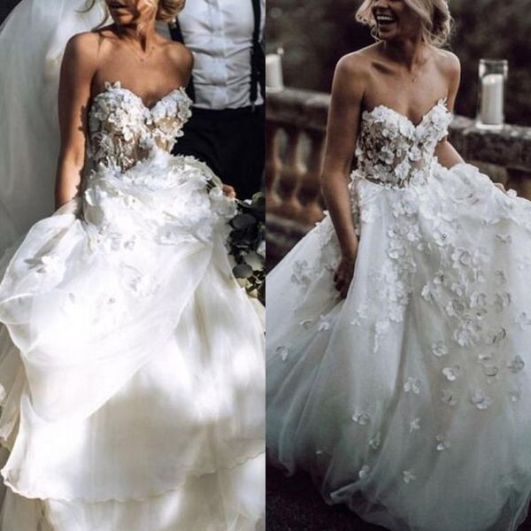 2019 spring country style wedding dresses sweetheart sleeveless handmade flowers 3d floral appliques tulle bridal gowns with sweep train, White
2019 spring country style wedding dresses sweetheart sleeveless handmade flowers 3d floral appliques tulle bridal gowns with sweep train, White
